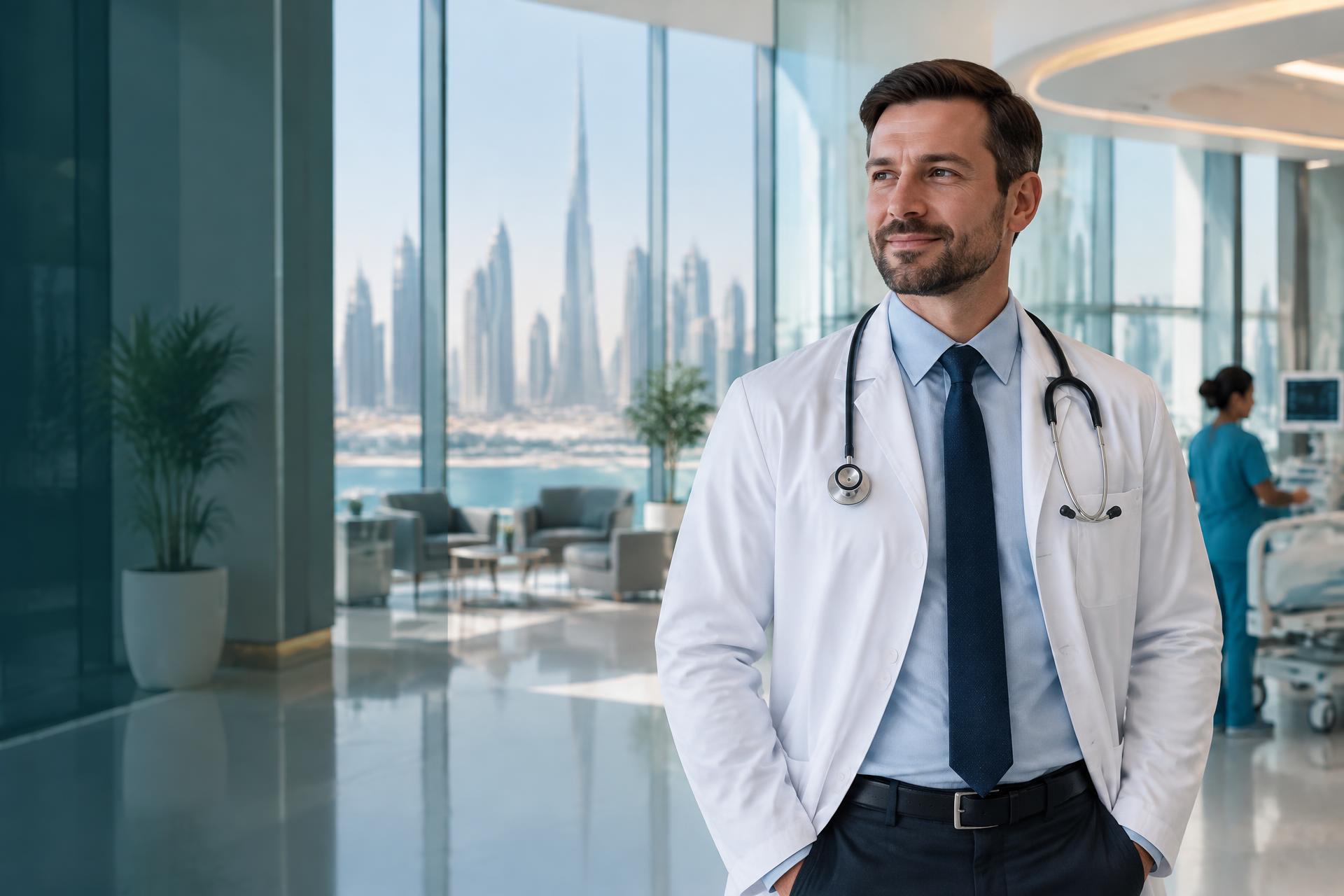 UK-trained doctor in a modern Dubai hospital